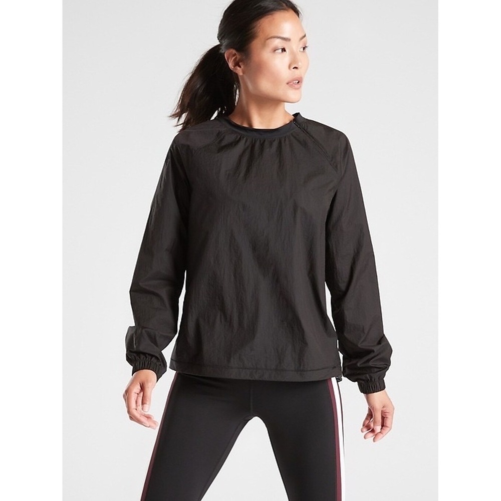 Athleta Windbreaker Pullover Trackline Top S Black Women